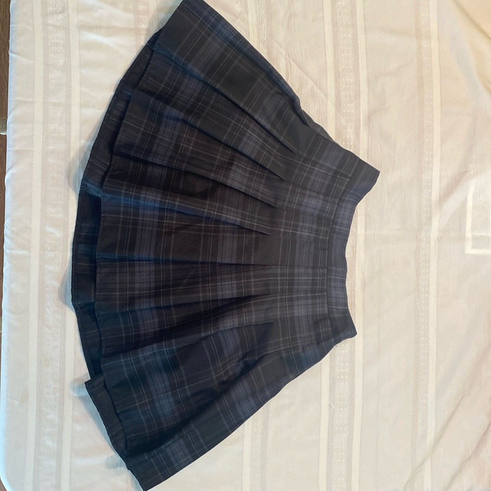 Black and grey schoolgirl skirt with side zipper and attached shorts size 8-10
